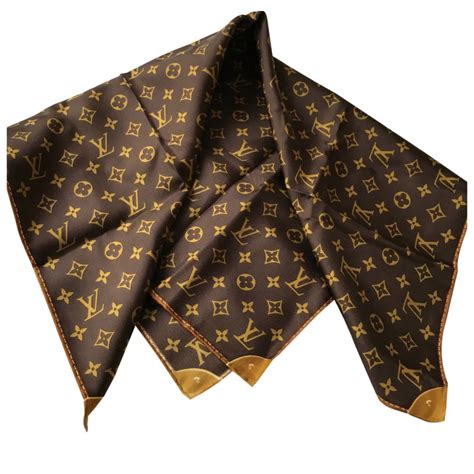 louis vuitton silk scarf brown